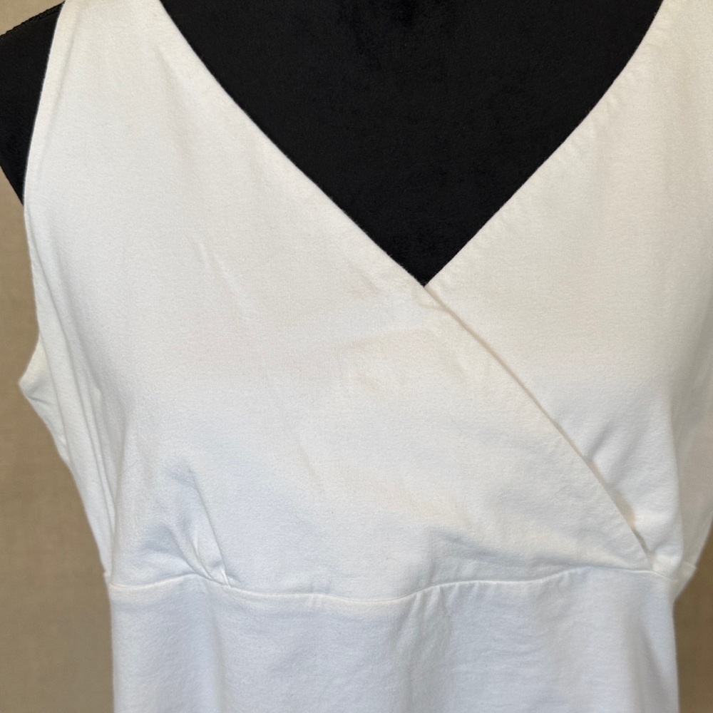 Eddie Bauer White Pima Cotton Faux Wrap Empire Seemed V-Neck Tank Top Size XL - Picture 4 of 6
